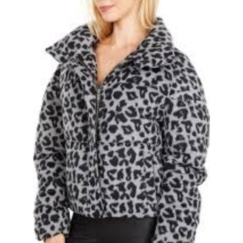 Apparis Chris Leopard Print Black Gray Puffer Jacket Size Small - Picture 2 of 10